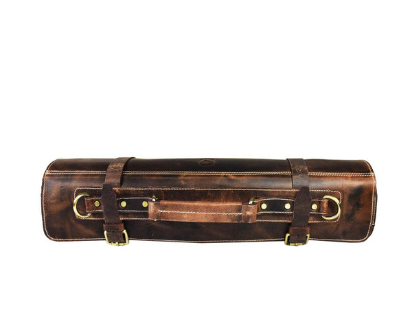 Tuscania Leather Knife Roll - Walnut Brown - Aaron Leather Goods