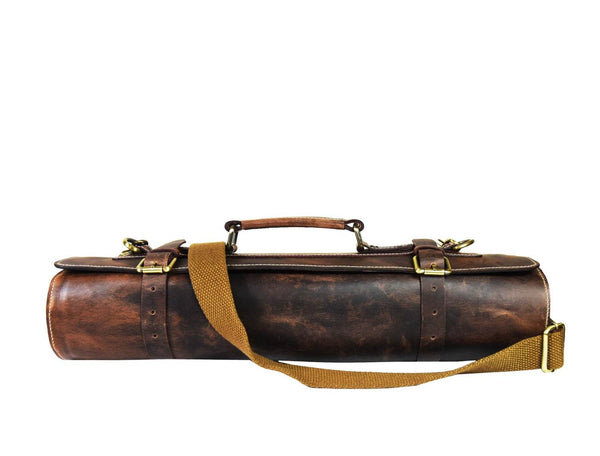 Tuscania Leather Knife Roll - Walnut Brown - Aaron Leather Goods