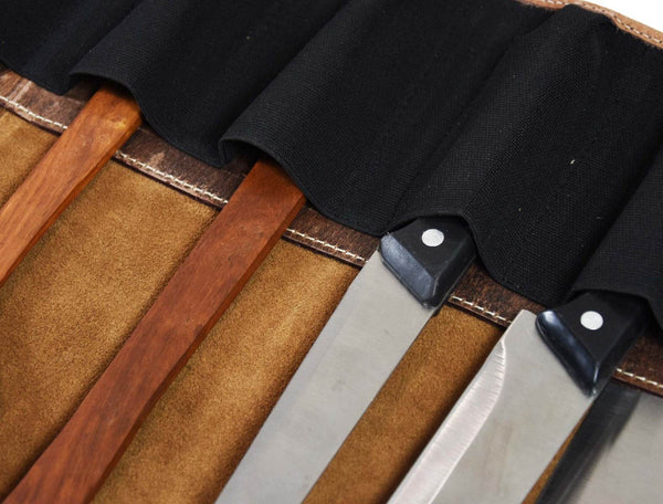 Tuscania Leather Knife Roll - Walnut Brown - Aaron Leather Goods