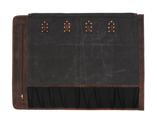 Malaga Canvas Knife Roll - Grey - Aaron Leather Goods