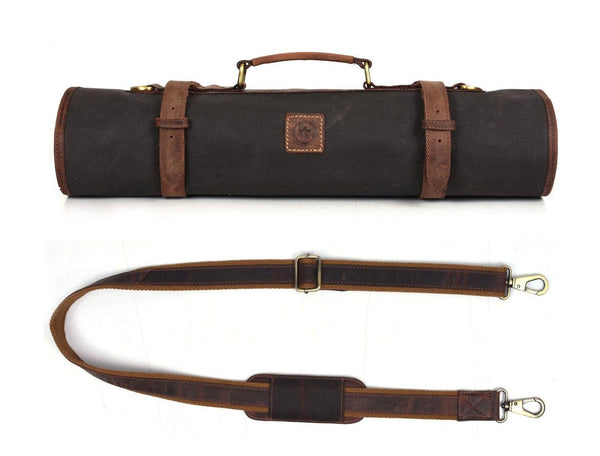 Malaga Canvas Knife Roll - Grey - Aaron Leather Goods