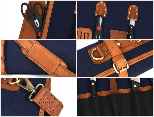 Malaga Canvas Knife Roll - Cobalt Blue - Aaron Leather Goods
