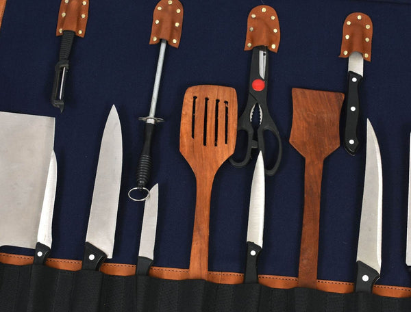 Malaga Canvas Knife Roll - Cobalt Blue - Aaron Leather Goods