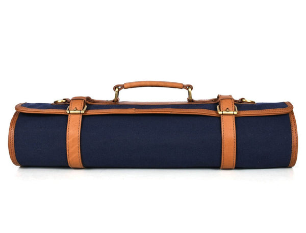 Malaga Canvas Knife Roll - Cobalt Blue - Aaron Leather Goods