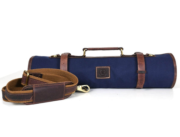 Malaga Canvas Knife Roll - Navy Blue - Aaron Leather Goods