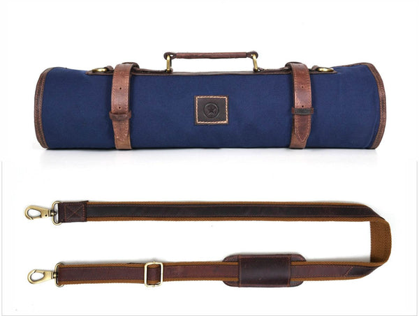 Malaga Canvas Knife Roll - Navy Blue - Aaron Leather Goods