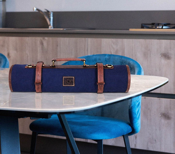 Malaga Canvas Knife Roll - Navy Blue - Aaron Leather Goods