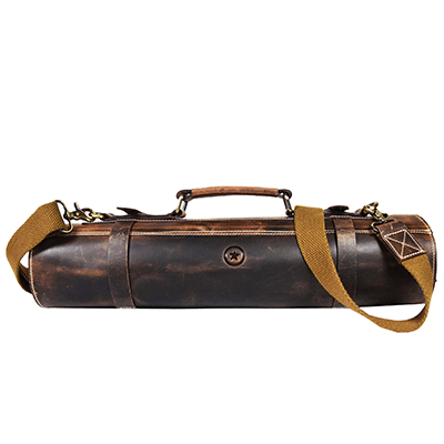 Tuscania Leather Knife Roll - Walnut Brown - Aaron Leather Goods