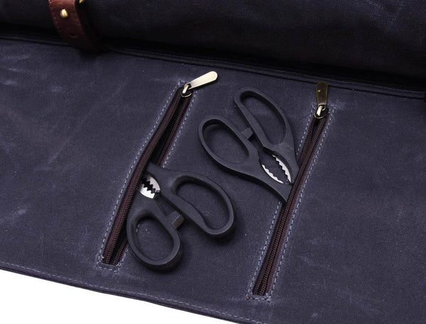 Vendome Canvas Knife Roll & Bag Combo - Grey - Aaron Leather Goods