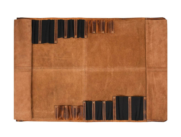 Vicenza Leather Knife Roll - Caramel Brown - Aaron Leather Goods