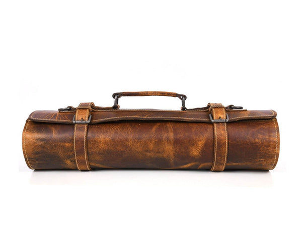 Vinceza Leather Knife Roll & Bag Combo - Tawny Brown - Aaron Leather Goods