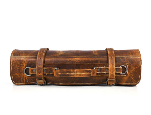 Vinceza Leather Knife Roll & Bag Combo - Tawny Brown - Aaron Leather Goods