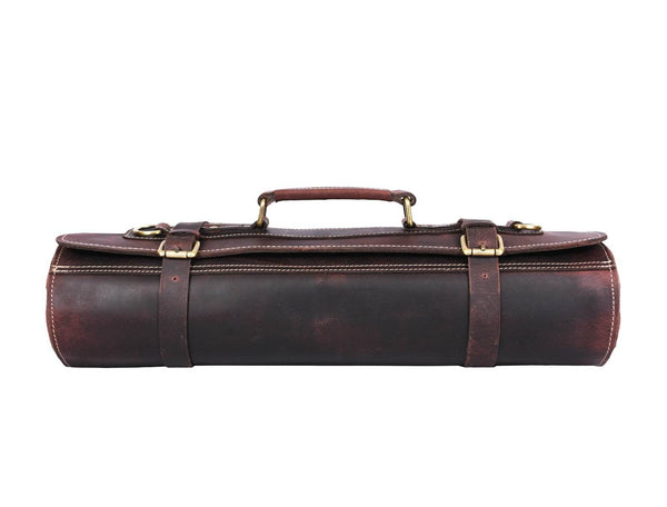 Vicenza Leather Knife Roll - Walnut Brown - Aaron Leather Goods