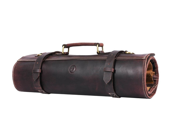 Vicenza Leather Knife Roll - Walnut Brown - Aaron Leather Goods