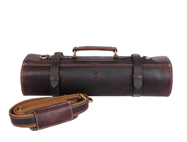 Vicenza Leather Knife Roll - Walnut Brown - Aaron Leather Goods