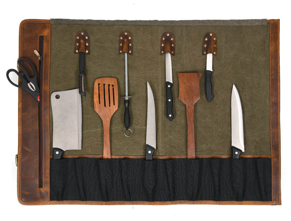 Marchena Canvas Knife Roll - Gingerbread - Aaron Leather Goods