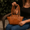 Ajo Leather Tote Bag - Caramel Brown - Aaron Leather Goods
