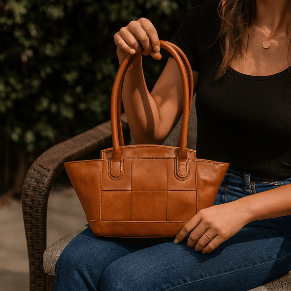 Ajo Leather Tote Bag - Caramel Brown - Aaron Leather Goods