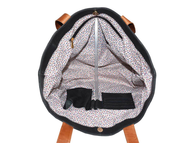 Abston Travel Tote Bag - Raven Black - Aaron Leather Goods