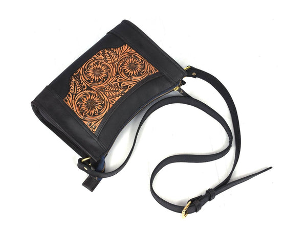 Madison Ladies Handmade Bag - Raven Black - Aaron Leather Goods