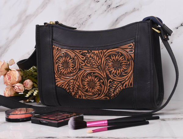 Madison Ladies Handmade Bag - Raven Black - Aaron Leather Goods
