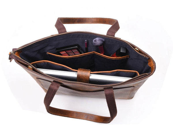 Brittany Travel Tote Bag – Caramel Brown - Aaron Leather Goods