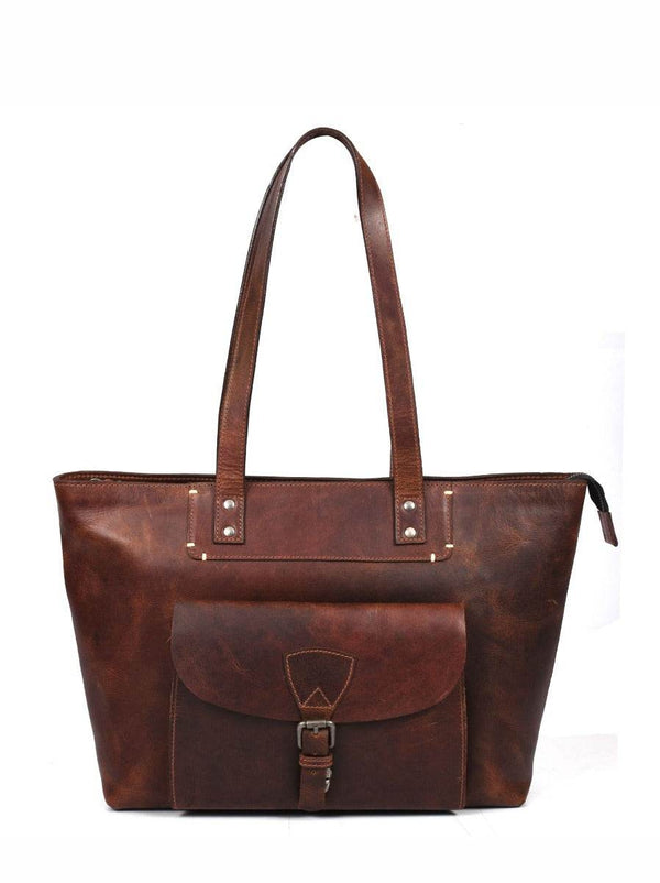 Brittany Travel Tote Bag – Walnut Brown - Aaron Leather Goods