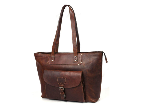 Brittany Travel Tote Bag – Walnut Brown - Aaron Leather Goods