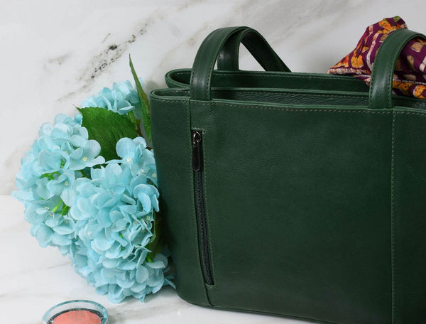 Toledo Leather Handbag - Pine Green - Aaron Leather Goods