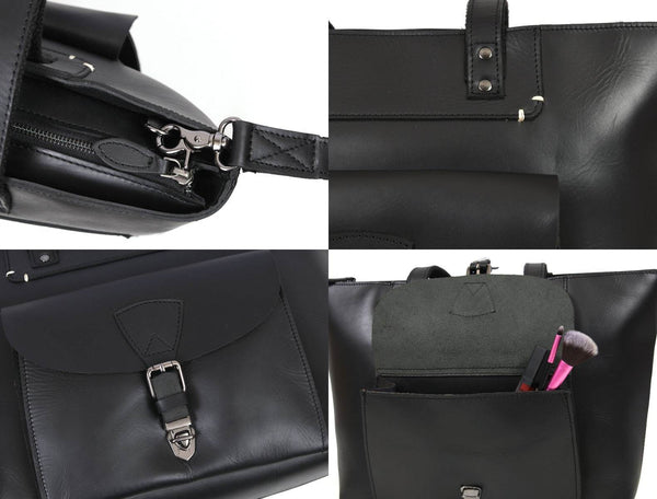 Brittany Travel Tote Bag – Raven Black - Aaron Leather Goods