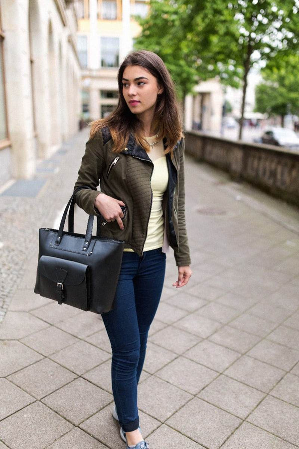 Brittany Travel Tote Bag – Raven Black - Aaron Leather Goods