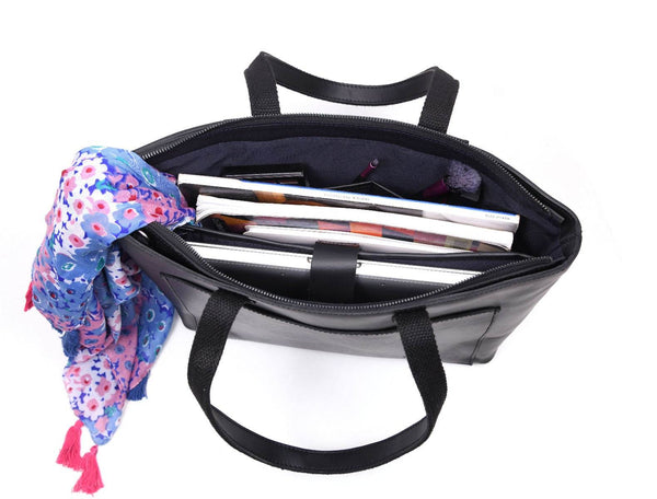 Brittany Travel Tote Bag – Raven Black - Aaron Leather Goods