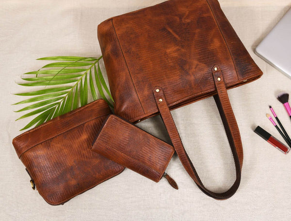 Mieres Travel Tote Bag Combo – Gingerbread - Aaron Leather Goods