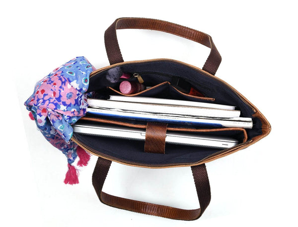 Mieres Travel Tote Bag Combo – Gingerbread - Aaron Leather Goods