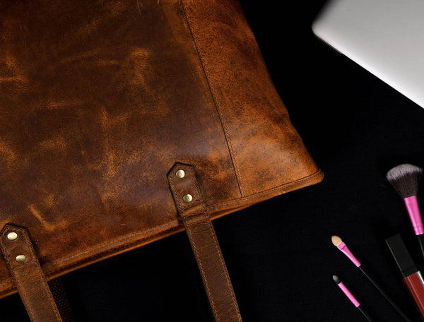 Mieres Travel Tote Bag Combo – Caramel Brown - Aaron Leather Goods