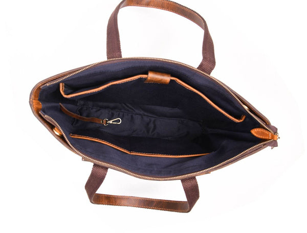 Mieres Travel Tote Bag Combo – Caramel Brown - Aaron Leather Goods