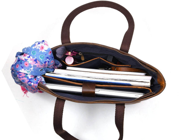 Mieres Travel Tote Bag Combo – Caramel Brown - Aaron Leather Goods