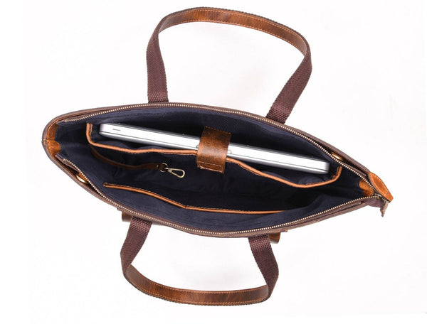 Mieres Travel Tote Bag Combo – Caramel Brown - Aaron Leather Goods