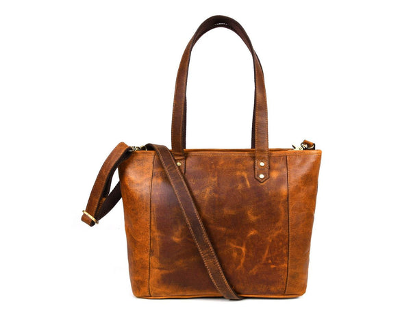 Mieres Travel Tote Bag Combo – Caramel Brown - Aaron Leather Goods