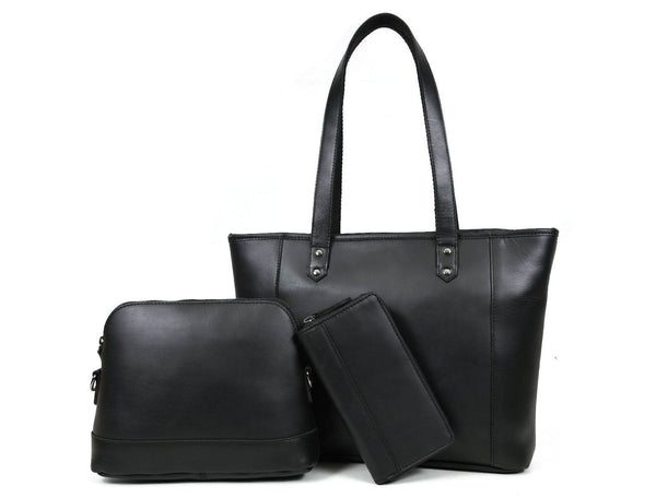 Mieres Travel Tote Bag Combo – Raven Black - Aaron Leather Goods