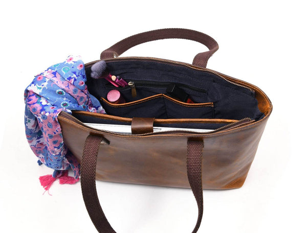 Canaria Travel Tote Bag – Caramel Brown - Aaron Leather Goods