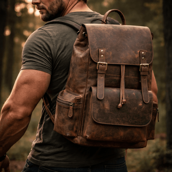 Leather Backpack – Premium Full - Grain Cow Leather Travel Bag | Handmade Laptop Backpack for Men & Women by Aaron Leather Goods - Aaron Leather Goods