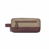 Leather & Canvas Travel Toiletry Bag with Front Zipper Pocket - Aaron Leather Goods