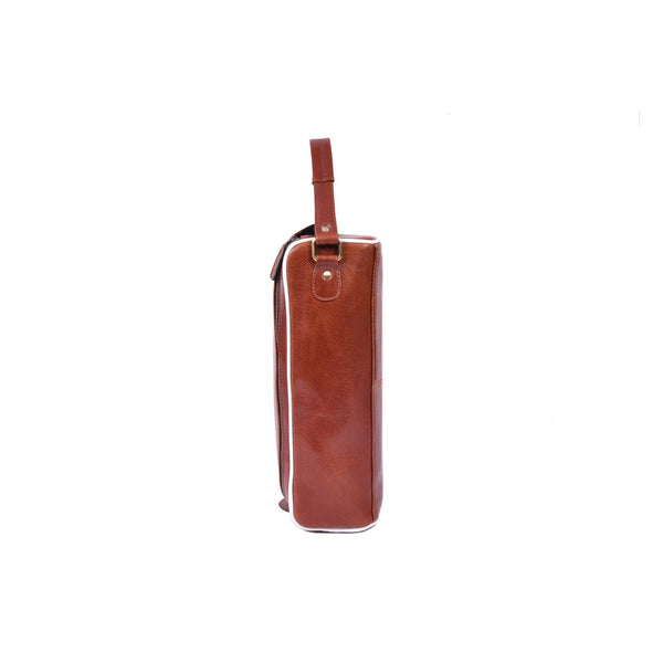 Leather Golf Shoe Bag with Dual Zipper & Top Handle - Aaron Leather Goods