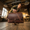 Leather Messenger Bag with Buckle Closure & Adjustable Strap - Aaron Leather Goods Inc
