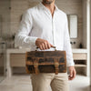 Lexington Leather Toiletry Bag - Vintage Brown - Aaron Leather Goods Inc