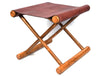Miami Teak Wood Stool - Walnut Brown Leather - Aaron Leather Goods
