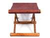 Miami Teak Wood Stool - Walnut Brown Leather - Aaron Leather Goods