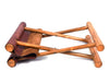 Miami Teak Wood Stool - Walnut Brown Leather - Aaron Leather Goods