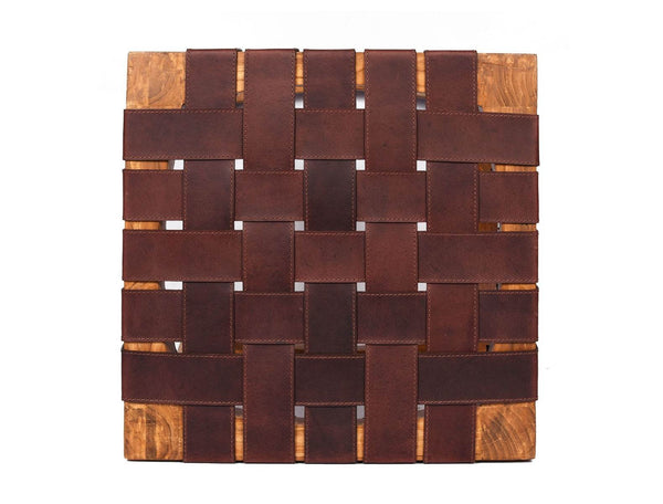 Carolina Teak Wood Stool - Walnut Brown - Aaron Leather Goods